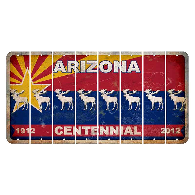 Arizona Centennial Cut License Plate Strips (Set of 8) Moose