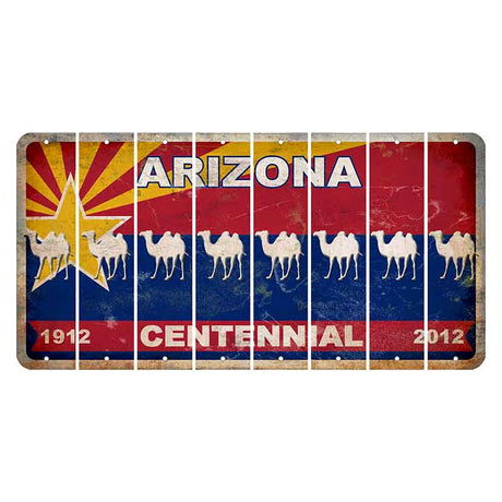 Arizona Centennial Cut License Plate Strips (Set of 8) Camel