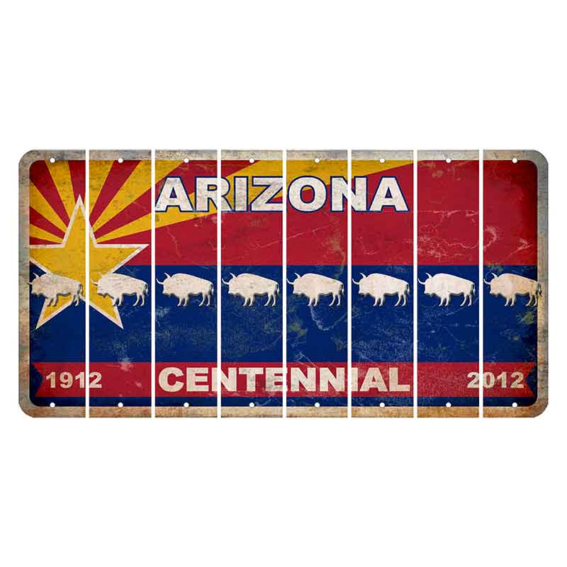 Arizona Centennial Cut License Plate Strips (Set of 8) Buffalo