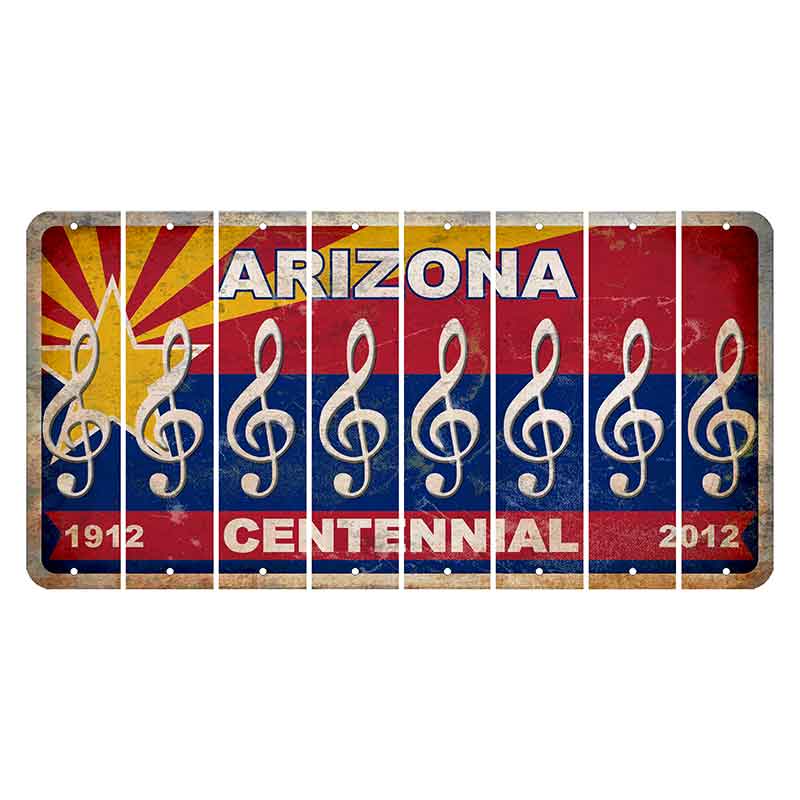 Arizona Centennial Cut License Plate Strips (Set of 8) Music Note