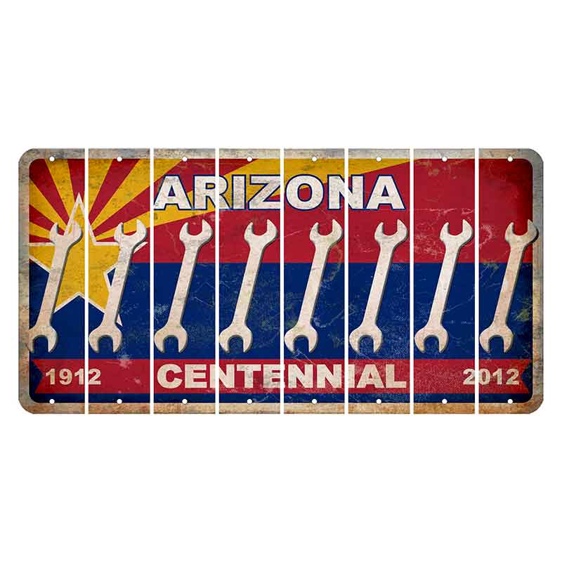 Arizona Centennial Cut License Plate Strips (Set of 8) Wrench
