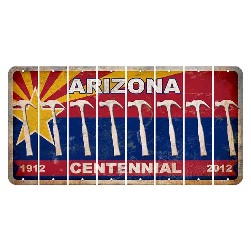 Arizona Centennial Cut License Plate Strips (Set of 8) Hammer