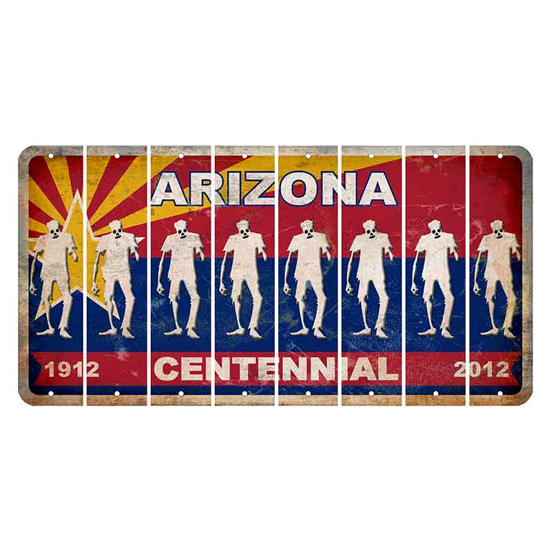 Arizona Centennial Cut License Plate Strips (Set of 8) Zombie