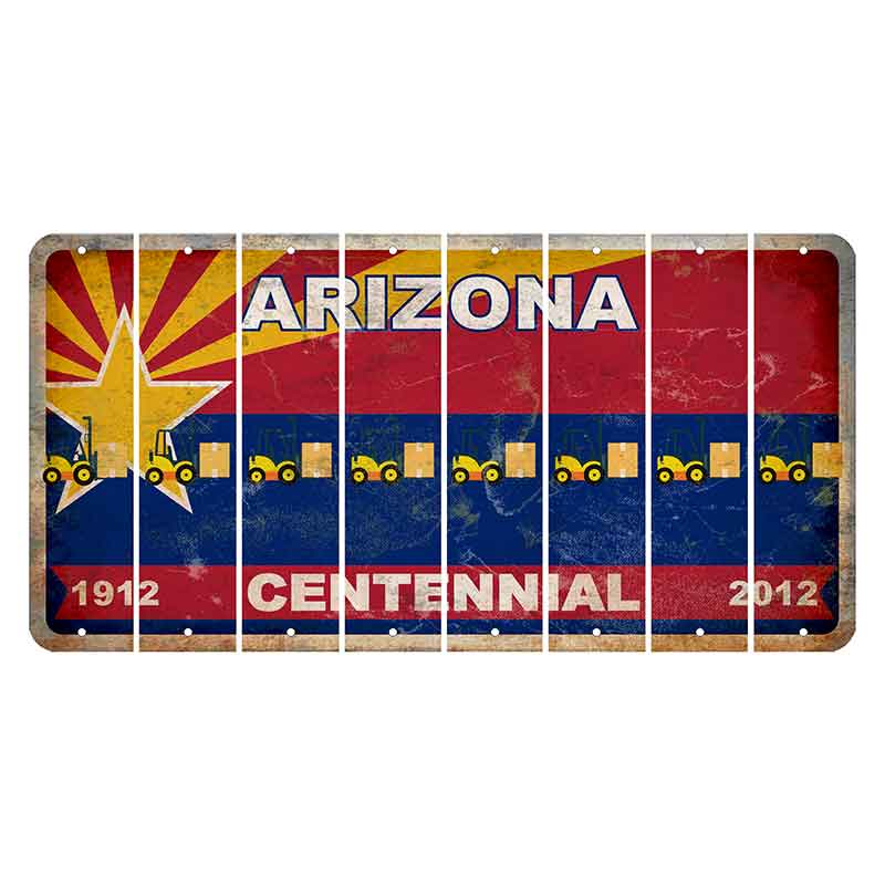 Arizona Centennial Cut License Plate Strips (Set of 8) Forklift
