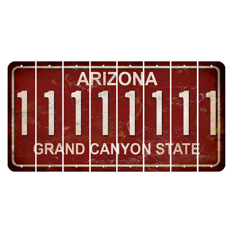 Arizona Maroon Cut License Plate Strips (Set of 8) 1