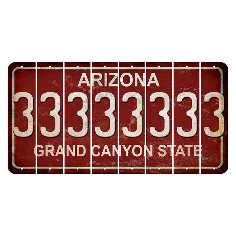 Arizona Maroon Cut License Plate Strips (Set of 8) 3