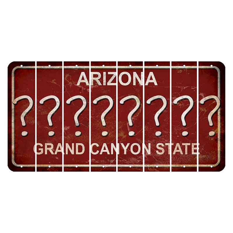 Arizona Maroon Cut License Plate Strips (Set of 8) Question Mark