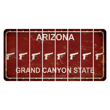 Arizona Maroon Cut License Plate Strips (Set of 8) Handgun