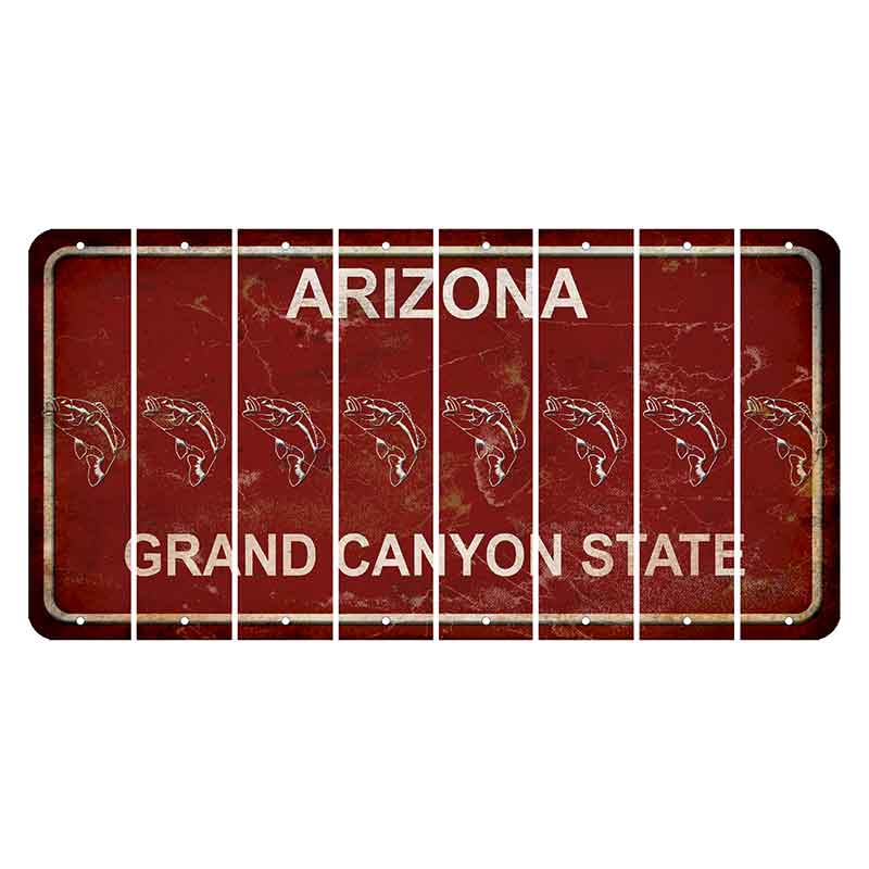 Arizona Maroon Cut License Plate Strips (Set of 8) Fish