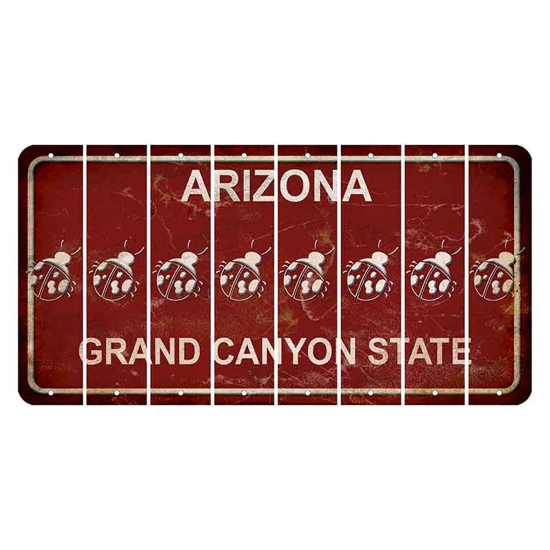 Arizona Maroon Cut License Plate Strips (Set of 8) Ladybug