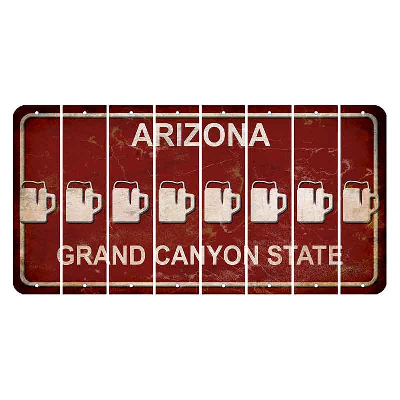 Arizona Maroon Cut License Plate Strips (Set of 8) Beer Mug