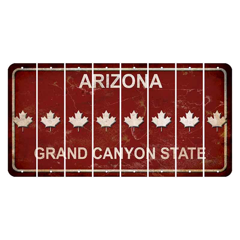 Arizona Maroon Cut License Plate Strips (Set of 8) Maple Leaf