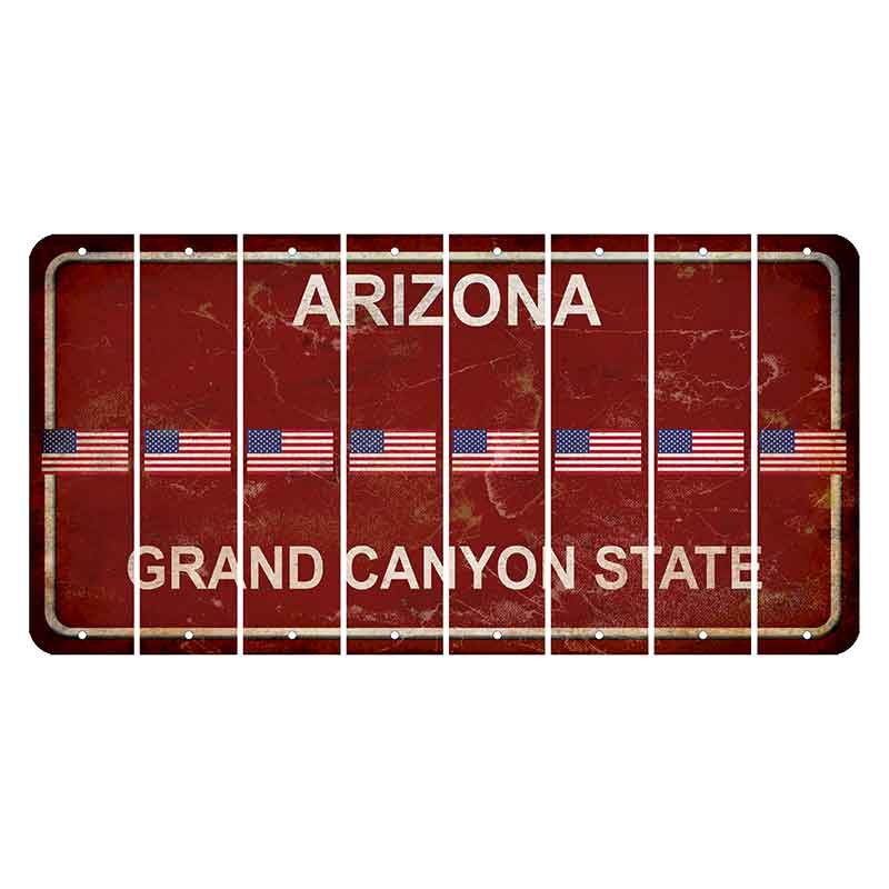 Arizona Maroon Cut License Plate Strips (Set of 8) American Flag