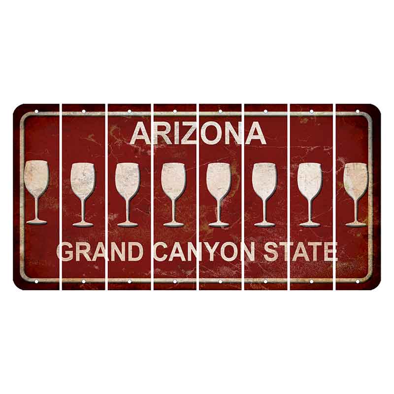 Arizona Maroon Cut License Plate Strips (Set of 8) Wine Glass