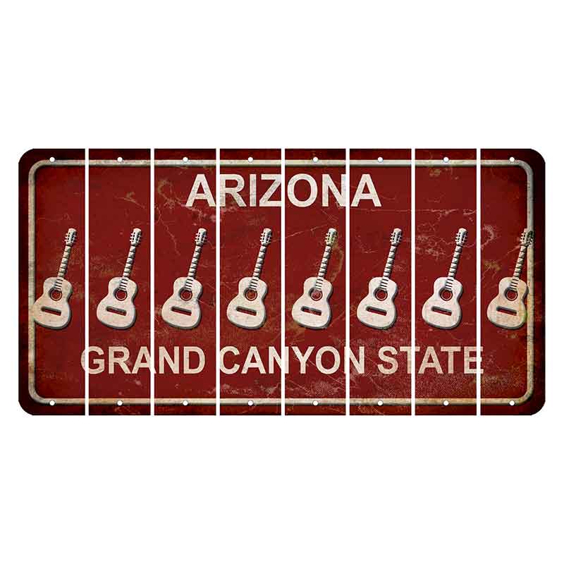 Arizona Maroon Cut License Plate Strips (Set of 8) Guitar