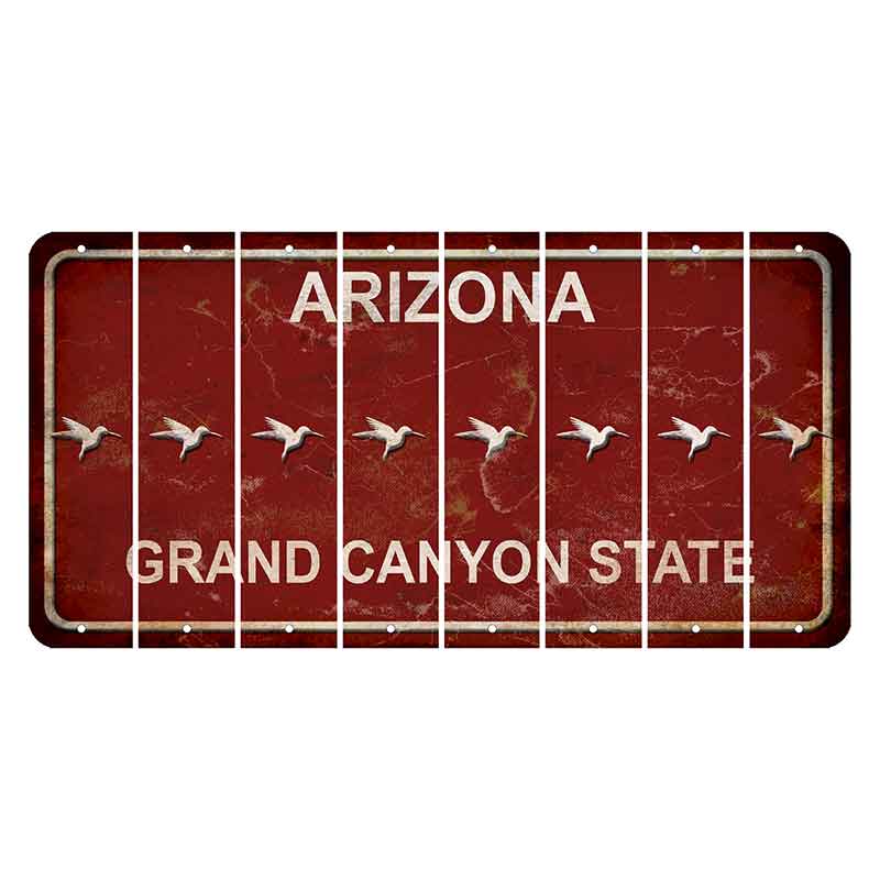 Arizona Maroon Cut License Plate Strips (Set of 8) Hummingbird
