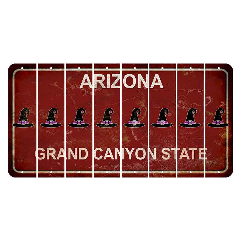 Arizona Maroon Cut License Plate Strips (Set of 8) Witches Hat