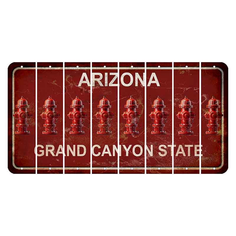 Arizona Maroon Cut License Plate Strips (Set of 8) Fire Hydrant