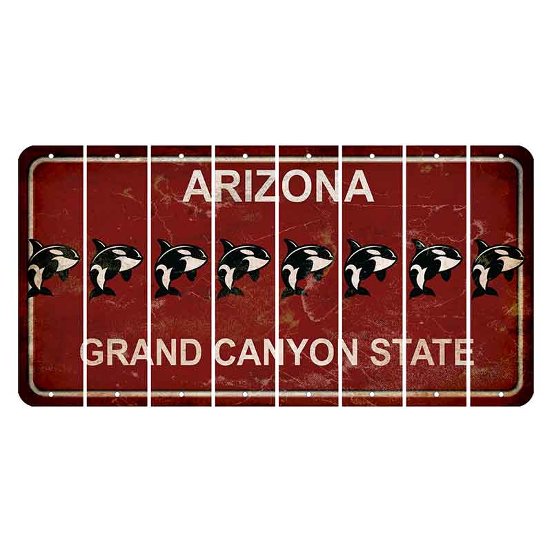 Arizona Maroon Cut License Plate Strips (Set of 8) Whale