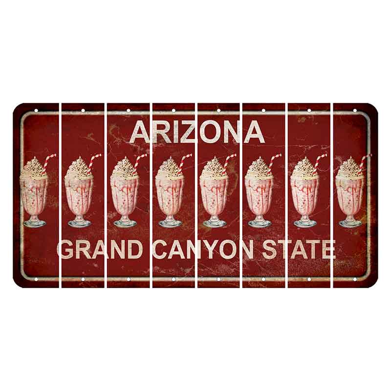 Arizona Maroon Cut License Plate Strips (Set of 8) Milkshake