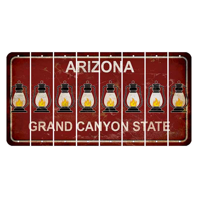 Arizona Maroon Cut License Plate Strips (Set of 8) Lantern