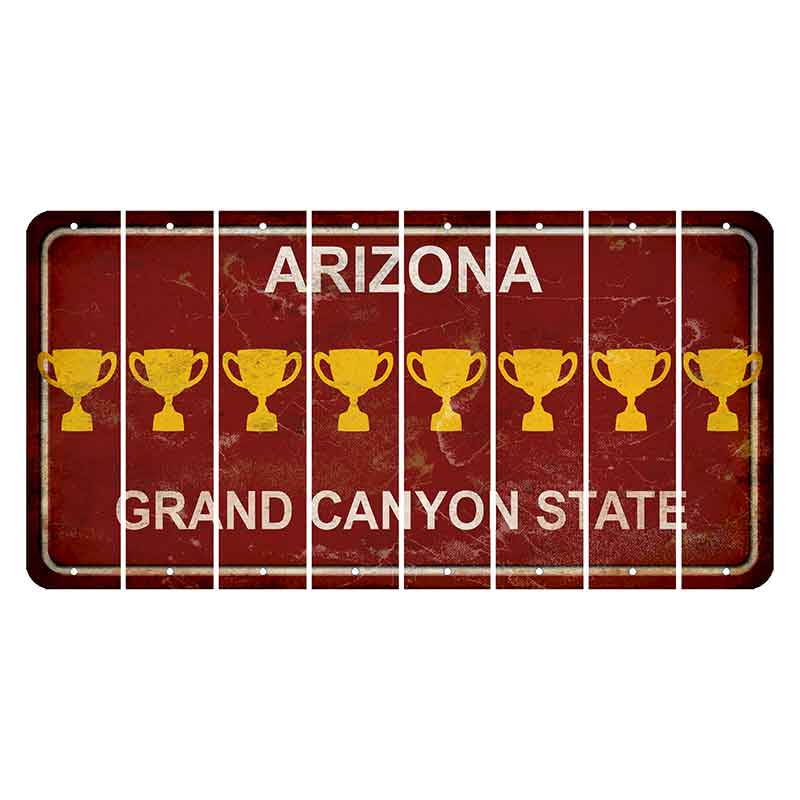 Arizona Maroon Cut License Plate Strips (Set of 8) Trophy