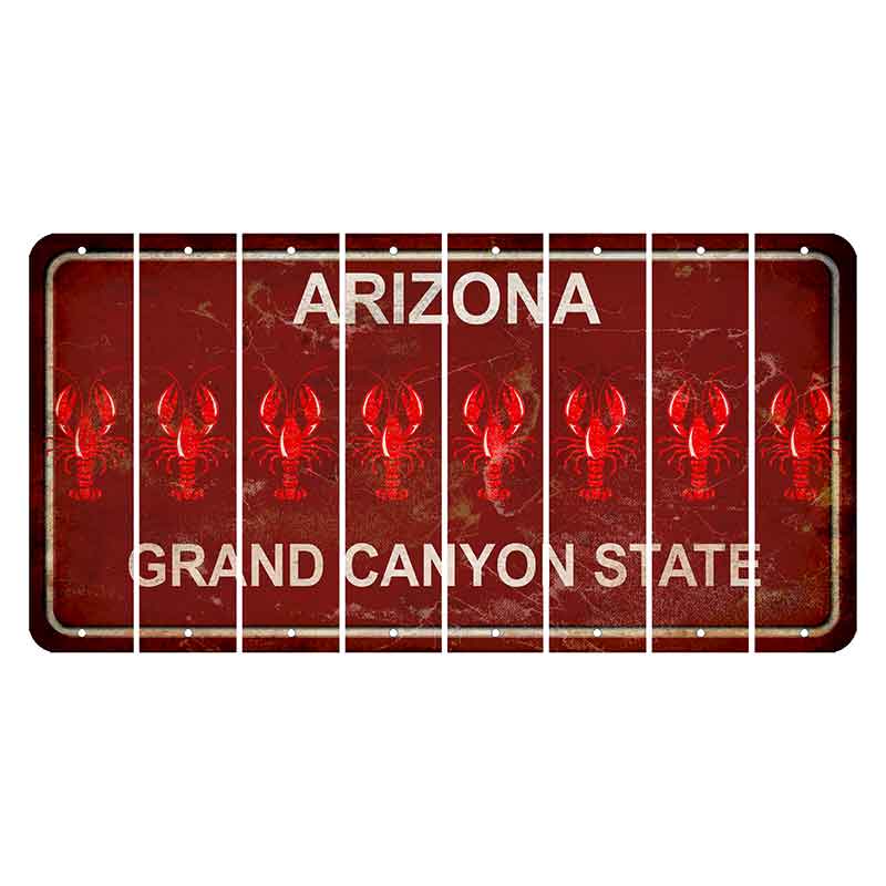 Arizona Maroon Cut License Plate Strips (Set of 8) Lobster