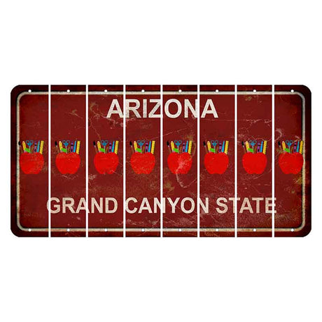 Arizona Maroon Cut License Plate Strips (Set of 8) Teacher Apple