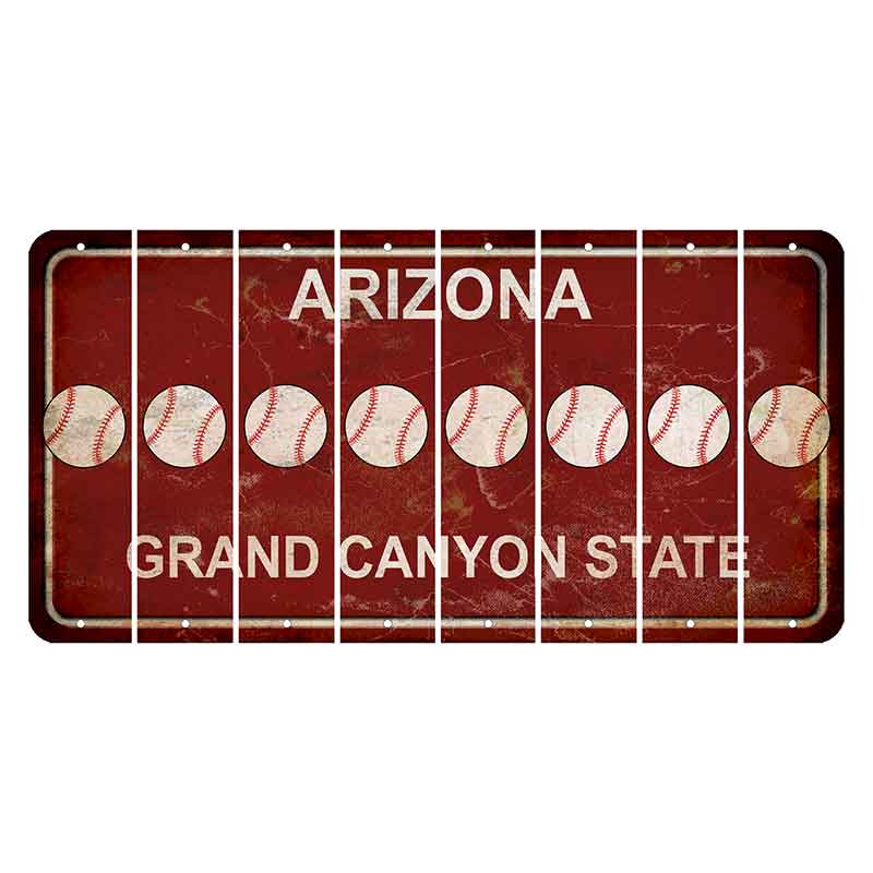 Arizona Maroon Cut License Plate Strips (Set of 8) Baseball