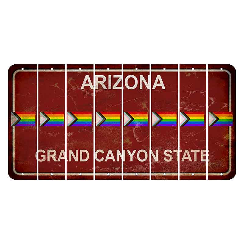 Arizona Maroon Cut License Plate Strips (Set of 8) LGBTQ Flag