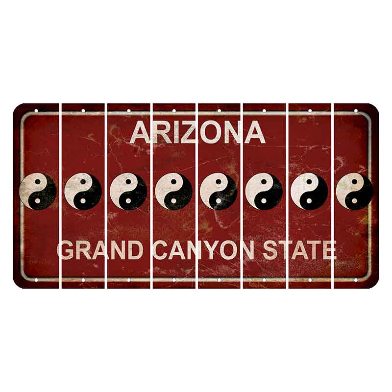 Arizona Maroon Cut License Plate Strips (Set of 8) Yin Yang