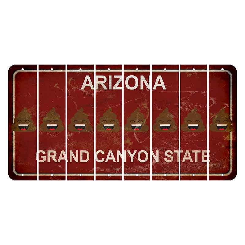 Arizona Maroon Cut License Plate Strips (Set of 8) Emoji - Poop