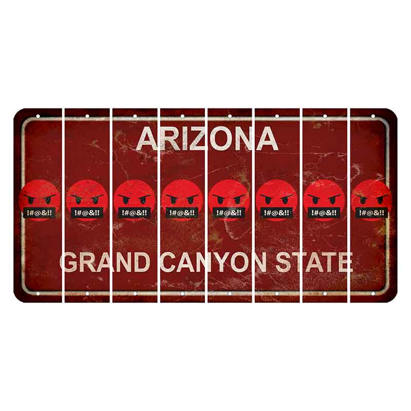 Arizona Maroon Cut License Plate Strips (Set of 8) Emoji - Pissed