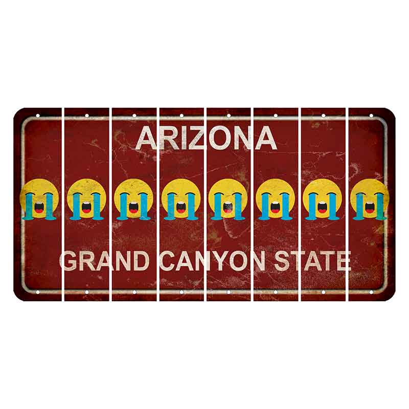Arizona Maroon Cut License Plate Strips (Set of 8) Emoji - Crying