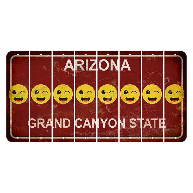 Arizona Maroon Cut License Plate Strips (Set of 8) Emoji - Winking
