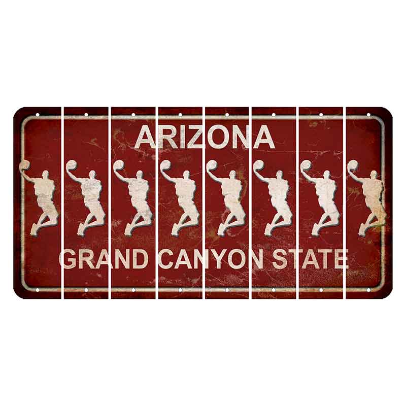 Arizona Maroon Cut License Plate Strips (Set of 8) Basketball Player