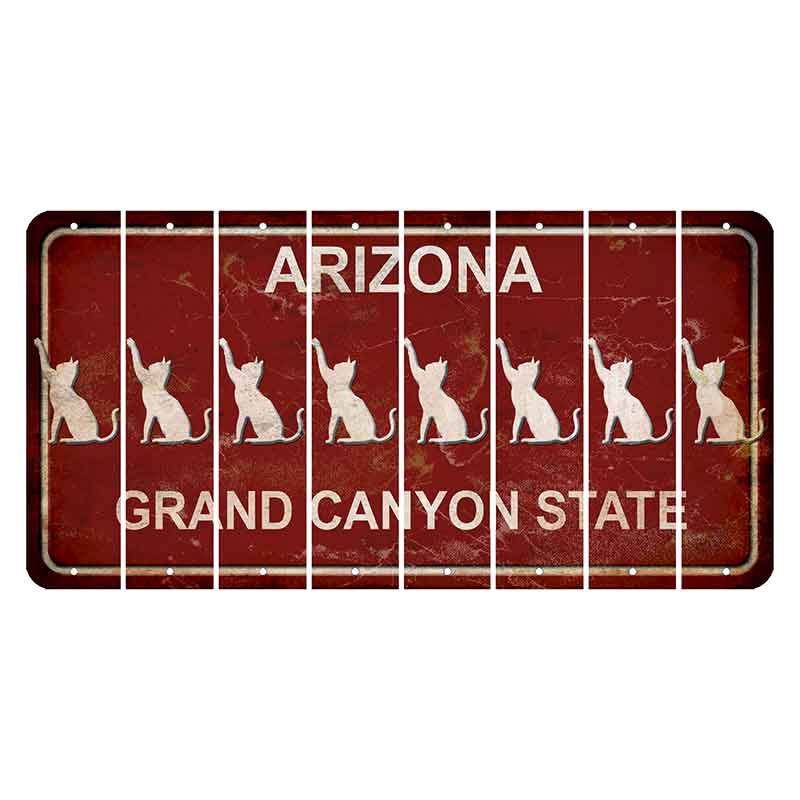 Arizona Maroon Cut License Plate Strips (Set of 8) Cat