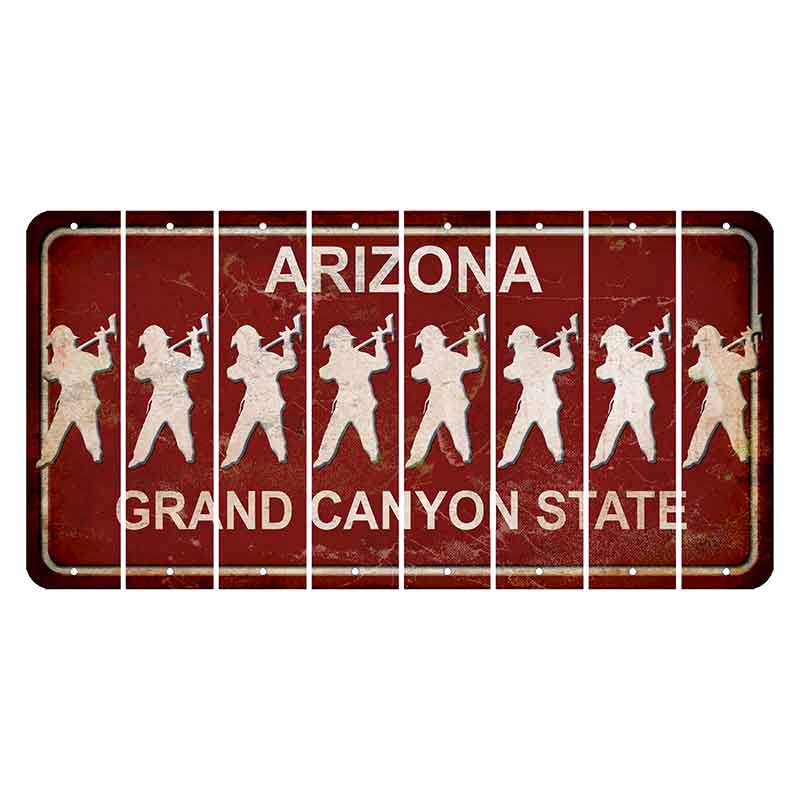 Arizona Maroon Cut License Plate Strips (Set of 8) Fireman with Axe