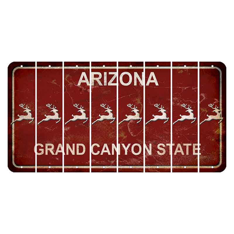 Arizona Maroon Cut License Plate Strips (Set of 8) Reindeer