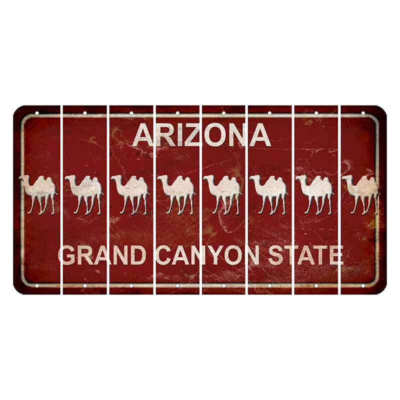 Arizona Maroon Cut License Plate Strips (Set of 8) Camel