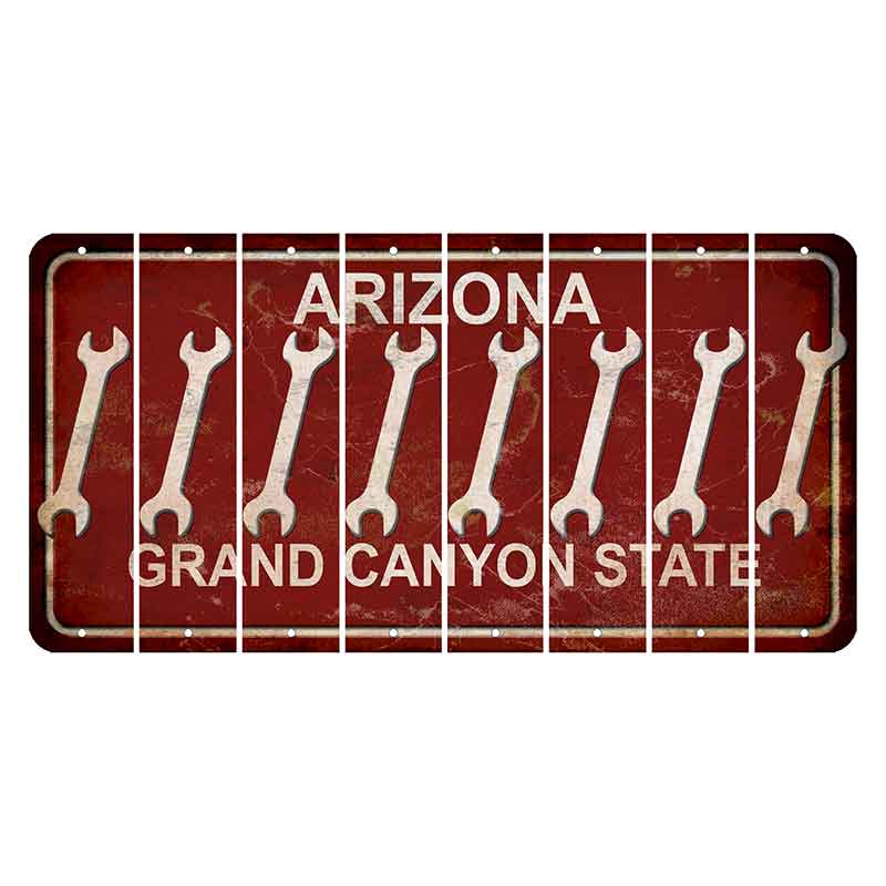 Arizona Maroon Cut License Plate Strips (Set of 8) Wrench