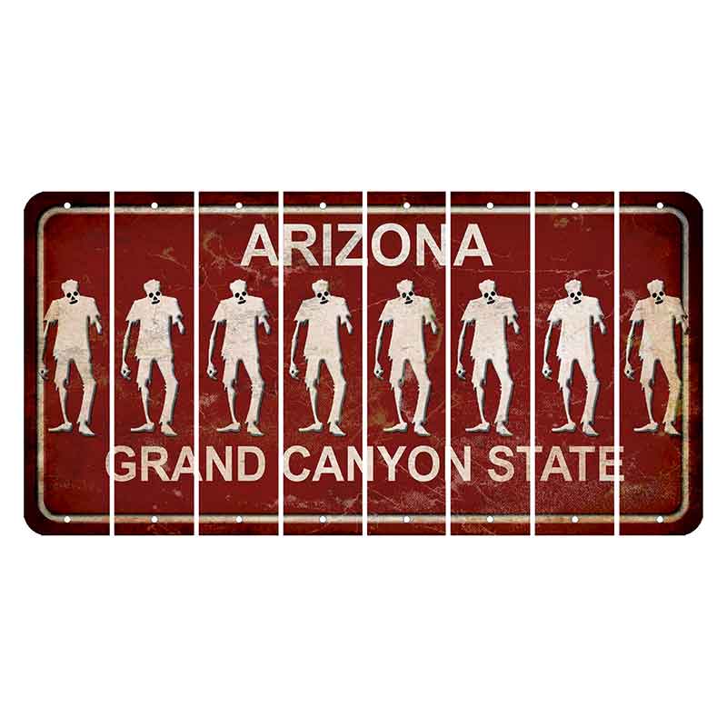 Arizona Maroon Cut License Plate Strips (Set of 8) Zombie