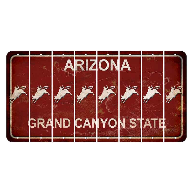Arizona Maroon Cut License Plate Strips (Set of 8) Bull Rider