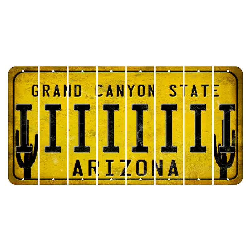 Arizona Yellow Cut License Plate Strips (Set of 8) I