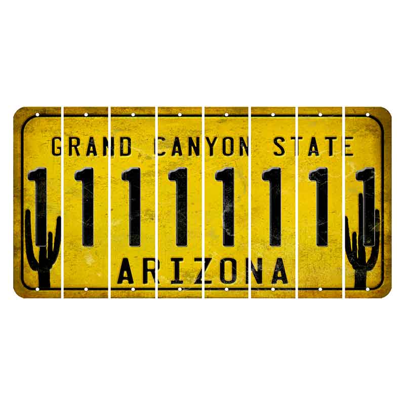Arizona Yellow Cut License Plate Strips (Set of 8) 1