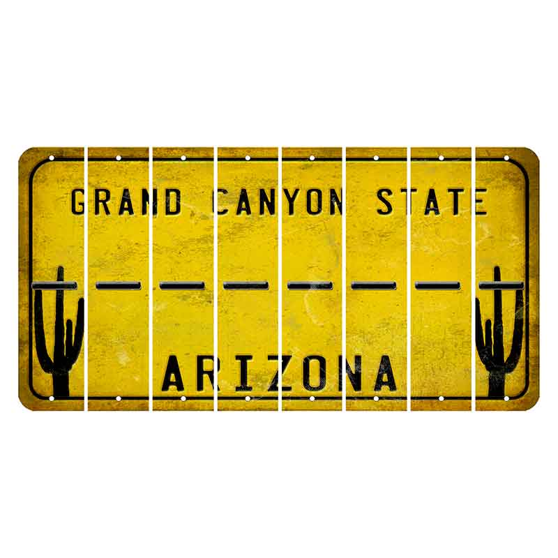 Arizona Yellow Cut License Plate Strips (Set of 8) Hyphen