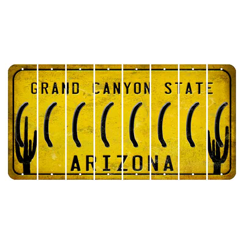 Arizona Yellow Cut License Plate Strips (Set of 8) Parenthesis - Left