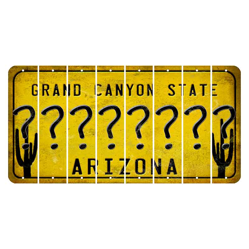 Arizona Yellow Cut License Plate Strips (Set of 8) Question Mark