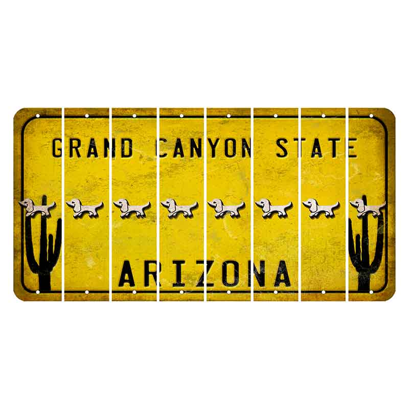 Arizona Yellow Cut License Plate Strips (Set of 8) Doe