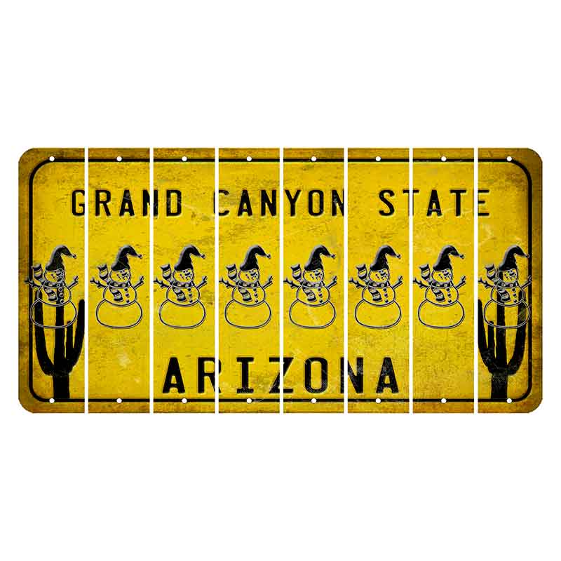 Arizona Yellow Cut License Plate Strips (Set of 8) Snowboarder